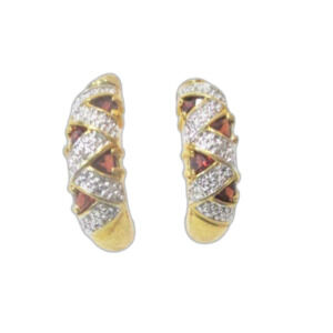 14k Gold Plated Garnet And Diamond Earrings